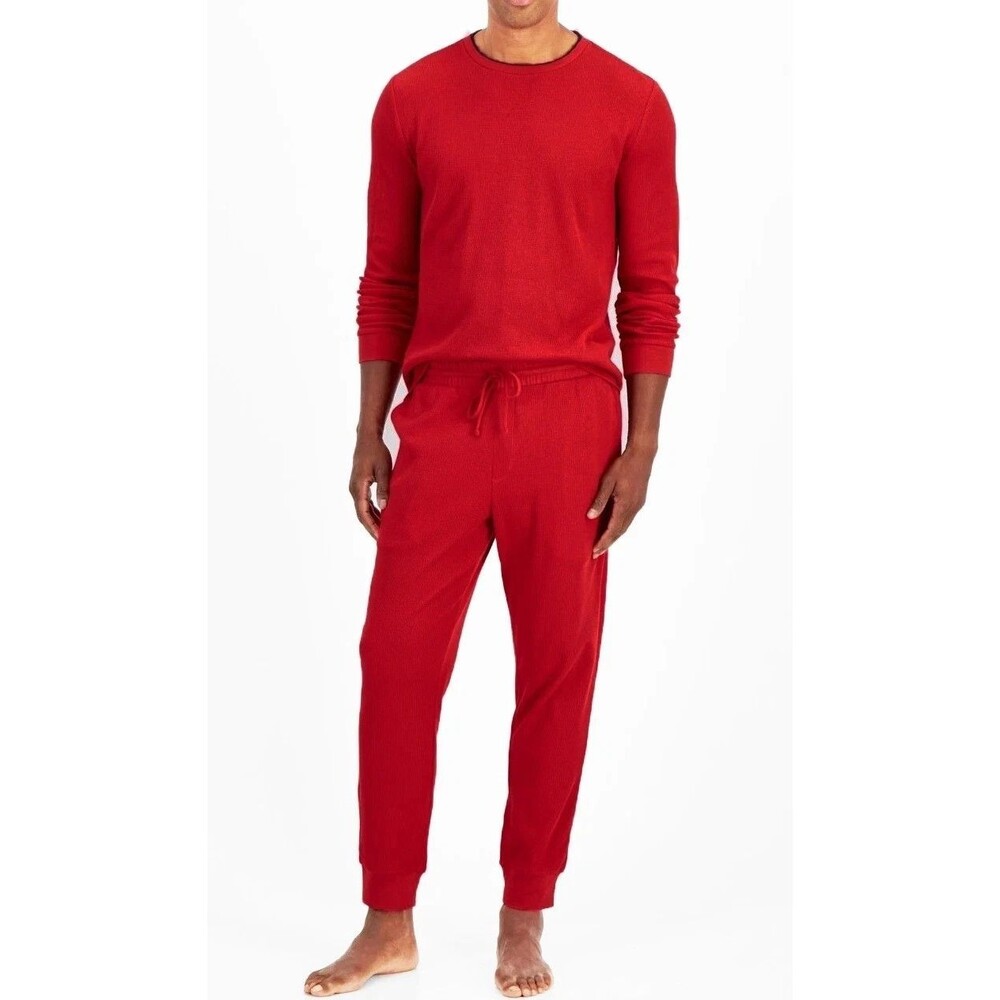 CLUB ROOM Pajama Set Mens XXL Red Thermal Waffle Jogger Lounge PJs Sleepwear